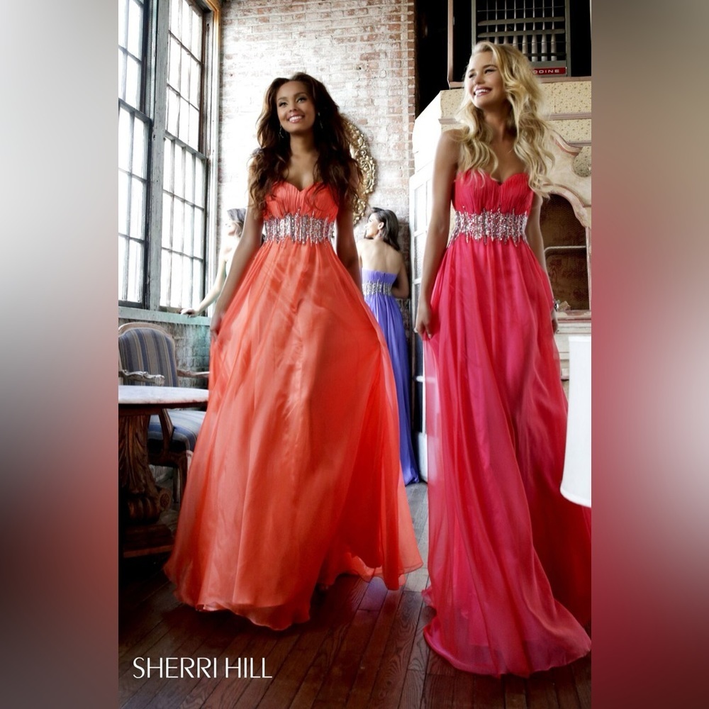 Sherri Hill 3909 Barbie Pink Strapless Long Formal Dress Prom Pageant Sz 2 - Picture 2 of 13